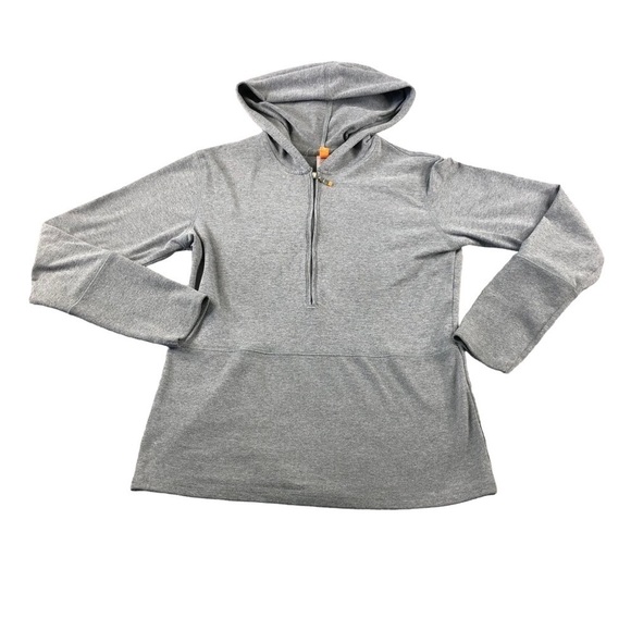 Lucy Gray 1/4 Zip Pull Over Hooded Top Gym Fitness Walking - Picture 1 of 10